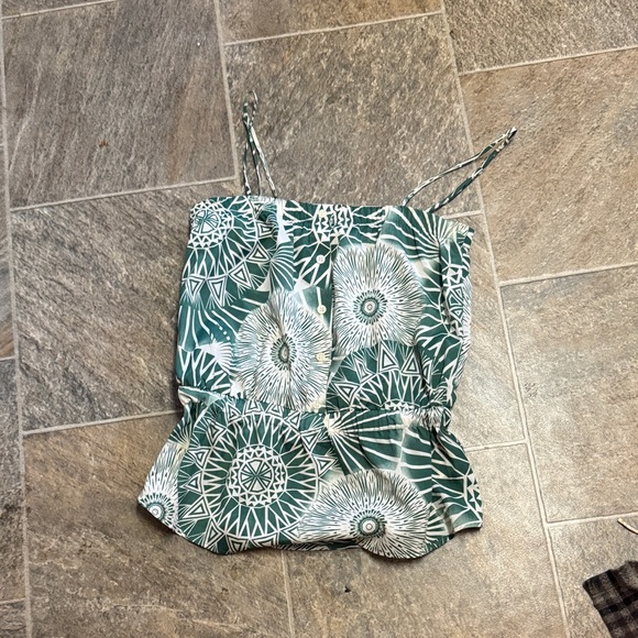 glam Tops - Green Patterned Spaghetti Strap Top